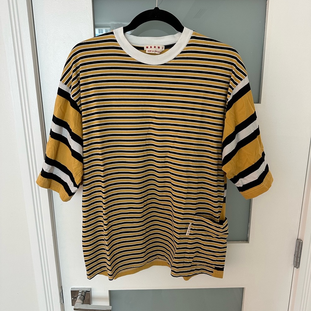 Marni Boxy Fit Contrast Stripe T-Shirt